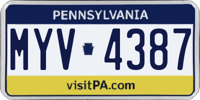 PA license plate MYV4387