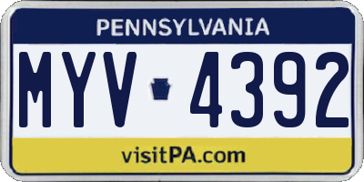 PA license plate MYV4392