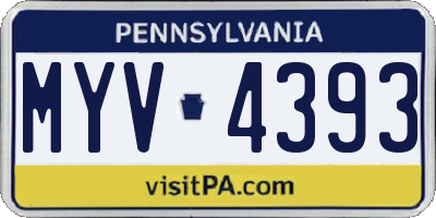 PA license plate MYV4393