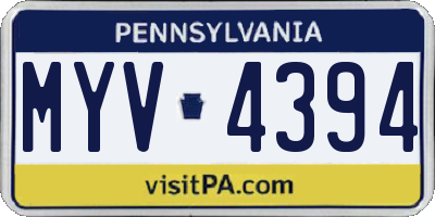 PA license plate MYV4394