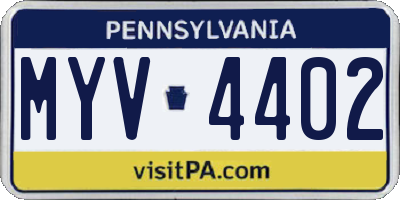 PA license plate MYV4402