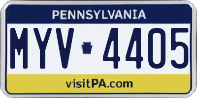 PA license plate MYV4405