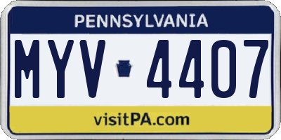 PA license plate MYV4407