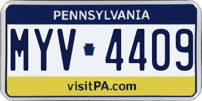 PA license plate MYV4409