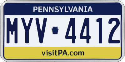 PA license plate MYV4412