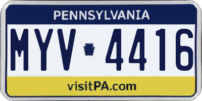 PA license plate MYV4416