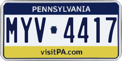 PA license plate MYV4417