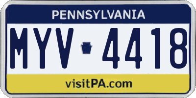 PA license plate MYV4418
