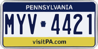 PA license plate MYV4421