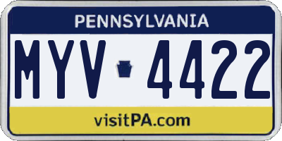 PA license plate MYV4422