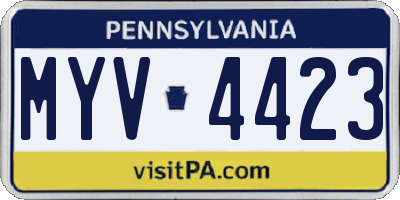 PA license plate MYV4423