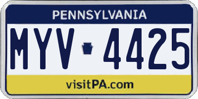 PA license plate MYV4425