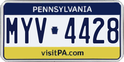 PA license plate MYV4428