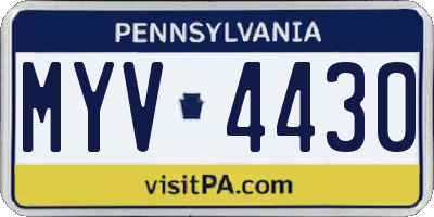 PA license plate MYV4430