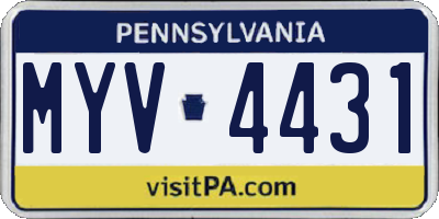 PA license plate MYV4431
