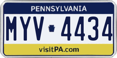 PA license plate MYV4434