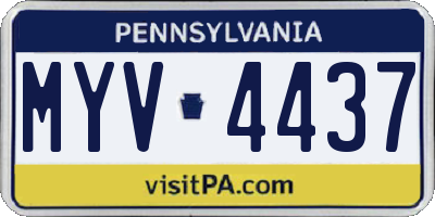 PA license plate MYV4437