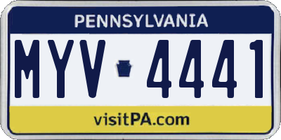 PA license plate MYV4441