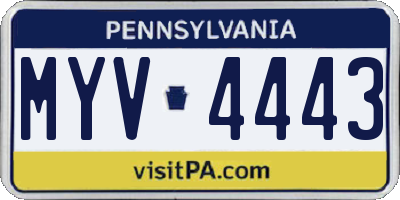 PA license plate MYV4443