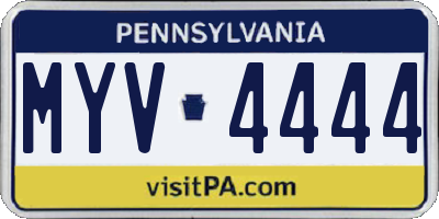PA license plate MYV4444