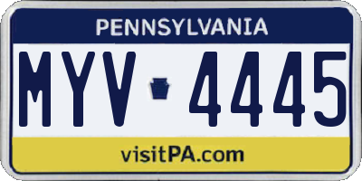 PA license plate MYV4445