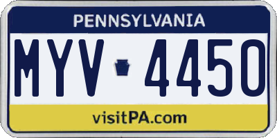 PA license plate MYV4450