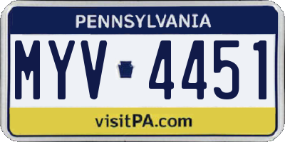 PA license plate MYV4451