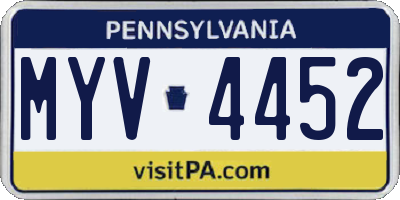 PA license plate MYV4452