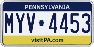 PA license plate MYV4453