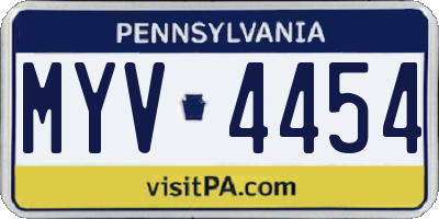 PA license plate MYV4454