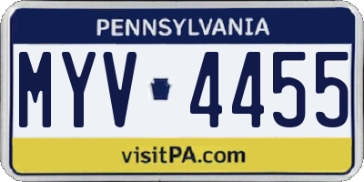 PA license plate MYV4455