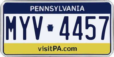 PA license plate MYV4457