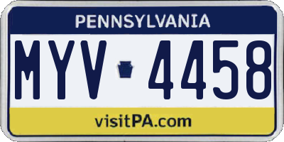 PA license plate MYV4458