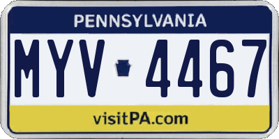 PA license plate MYV4467