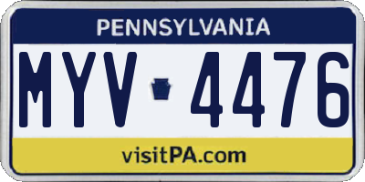 PA license plate MYV4476