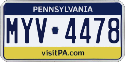 PA license plate MYV4478