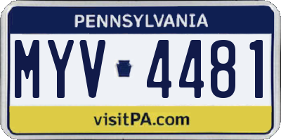 PA license plate MYV4481