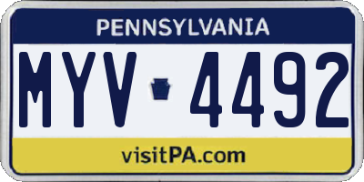 PA license plate MYV4492