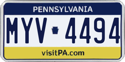 PA license plate MYV4494