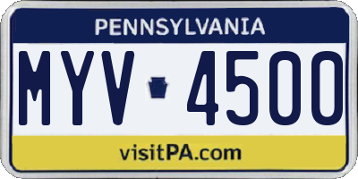 PA license plate MYV4500