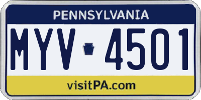 PA license plate MYV4501