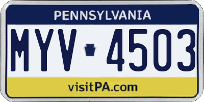 PA license plate MYV4503