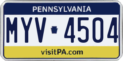 PA license plate MYV4504