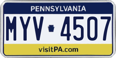 PA license plate MYV4507
