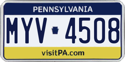 PA license plate MYV4508