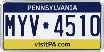 PA license plate MYV4510