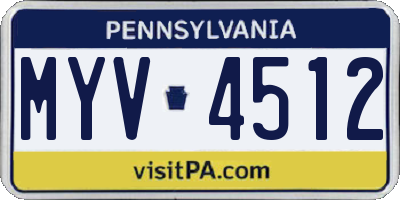 PA license plate MYV4512