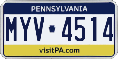 PA license plate MYV4514