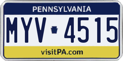 PA license plate MYV4515