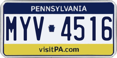 PA license plate MYV4516